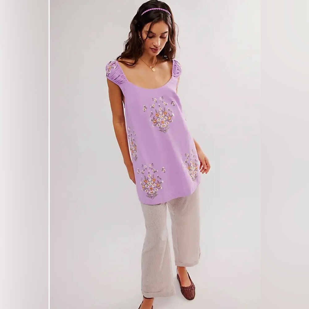 NWT Free People Wildflower Embroidered Mini Dress - Picture 3 of 4